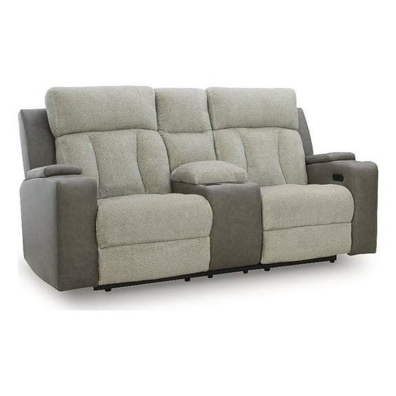 Bowery Hill Contemporary Faux Leather Gray Power Reclining Loveseat