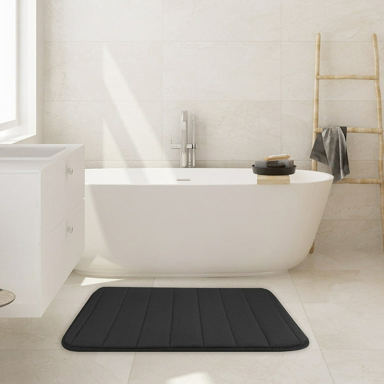 MAYSHINE Memory Foam Non Slip Anti Fatigue Bath Mat | Thick Absorbent Plush  Velvet Bathroom Rug - Machine Washable, 17x24, Charcoal Gray