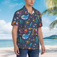thumbnail image 3 of Pofeuu Marine Inhabitants Print Hawaiian Shirt for Men Sleeves Casual Button Down Summer Beach Dress Shirts T-Shirts,3X-Large, 3 of 7