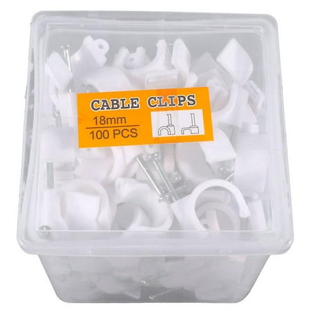 

100pcs Pvc Pipe Clamp 18mm Circle Electrician Tube Support Hook Steel Nails Line Cable Clips Wire Wall Fixed Holder (white)