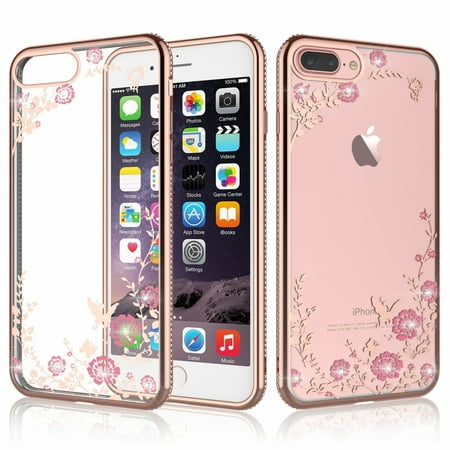 Tekcoo iPhone XS Max / XS / X / 8 Plus / 8 / 7 / 7 Plus / 6s / 6s Plus / 6 / 6 Plus Phone Case, TPU Case Luxury Bling Diamond Crystal Clear Soft TPU Silicone Back Cover with Cute
