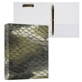 thumbnail image 3 of 3 Ring Binder 1.5 inch Round Rings with Interior Pockets Binders Organizer Office School 2Pack Greenish-brown Snake Skin Print Pattern, 3 of 10