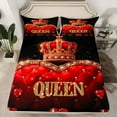 thumbnail image 2 of Castle Fairy Queen Crown Girl Twin Sheet Sets 3pcs,Bling Gold Glitter Twin Fitted Sheet Microfiber,Sparkling Red Crystal Breathable Flat Sheet,Ultra Soft Home Decor, 2 of 7