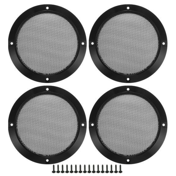 Unique Bargains 4 Pcs 5" Car Speaker Grills Cover Mesh Round Audio Subwoofer Protector with Screws Iron Gloss Black