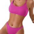 thumbnail image 5 of Sakmal Womens Bikini Swimsuits Plunge Tummy Control Swimwear Solid Pink Summer Womens Swimsuits XL, 5 of 7
