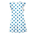 thumbnail image 4 of Efsteb Summer Dress for Girls Polka Dots Round Neck Flowy Party Dress Ruffle Short Sleeve Vacation Sundress (Blue,5 Years), 4 of 8