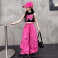 thumbnail image 4 of WOYY Girls High Waist Wide Leg Cargo Pants Baggy Drawstring Streetwear Pants, Sizes 6-16, 4 of 4