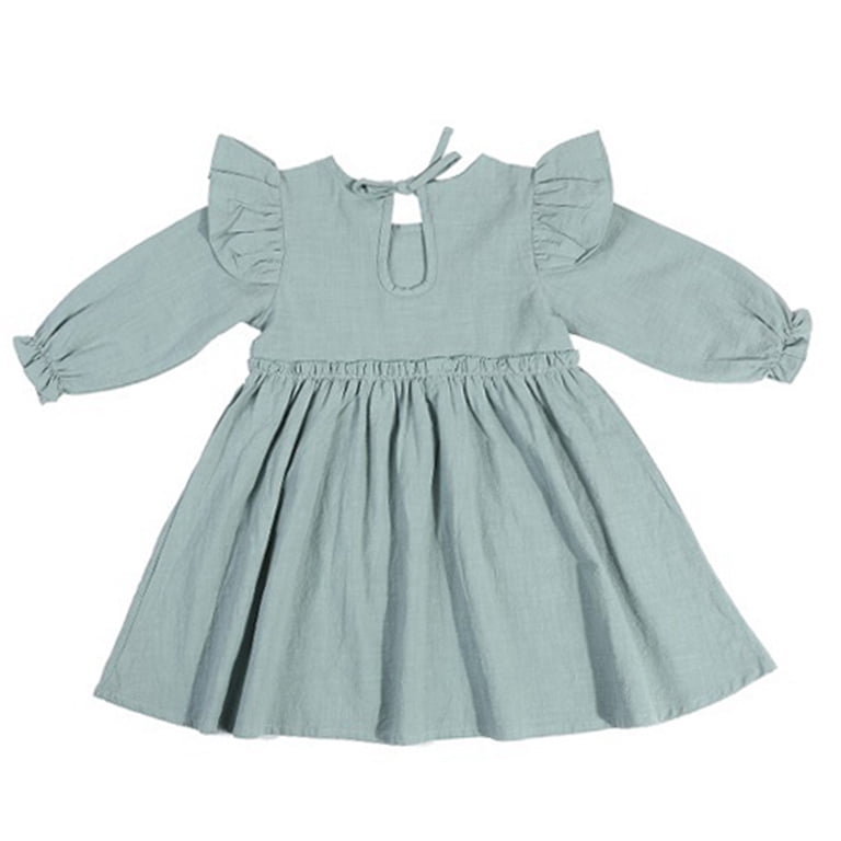 denim fashion dress Fall Floral Long Sleeve Baby Toddler Girl Dress