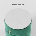 thumbnail image 4 of homary Velvet Nightstand with 3 Drawers, Green Round Bedside Table with Sintered Stone Top, Modern Nightstand with Storage for Bedroom, End Table for Living Room, 4 of 18