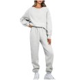thumbnail image 3 of VBTAPA Women's 2 Piece Outfits Solid Casual Tracksuit Long Sleeve Crewneck Pullover Tops and Pants Sets Jogger Sweatsuit Set with Pockets Gray S, 3 of 8
