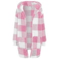 thumbnail image 4 of felwors Womens Winter Coats Trendy Fuzzy Fleece Hoodies Open Front Fall Sherpa Jackets Warm Plaid Cardigans Casual Outerwear Pink, S, 4 of 7