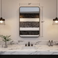 thumbnail image 2 of Niveal 24" x 36" Rounded Corner Mirror, Rectangular Aluminum Framed Wall Mirror Matte Black, Vanity Mirror for Bedroom,Bathroom,Living Room, 2 of 15