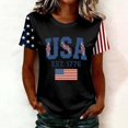 thumbnail image 2 of MEICHEN Women's 4th of July Short Sleeve Top Usa Flag Printed Patriotic Graphic Tee Blouse Summer 250th Anniversary Usa Round Neck T Shirt, 2 of 4