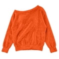 thumbnail image 6 of AKOEE Fuzzy Sweatshirts Off The Shoulder Pullover Long Sleeve Tops for Women Casual Loose Plush Sweaters (XL, Orange), 6 of 8