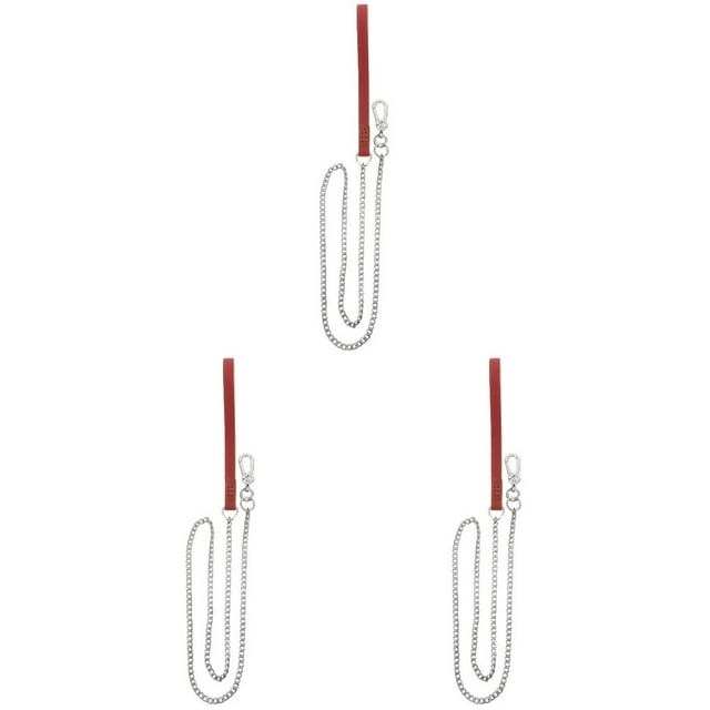 CHOK Laisse pour Chien en Acier Inoxydable Sangle de Remorquage Robuste Fournitures pour Animaux Chaîne Correa Perro avec Poignée en Cuir Rouge
