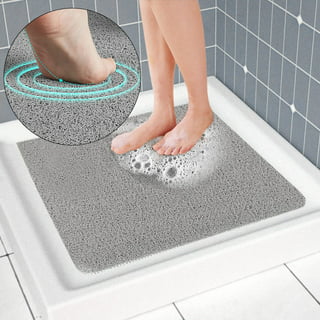 Tripumer Bathtub Mat Non Slip Shower Mats 24x24 inch Soft Textured PVC  Loofah Bath Mats for Wet Areas Quick Drying White 