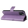 thumbnail image 4 of Wallet Case for iPhone 14 6.1" 2022, Allytech Embossed Tree&Cat PU Leather and TPU Bumper Anti-Shock Drop Proof Hand Strap Case for iPhone 14 5G, Lightpurple, 4 of 8
