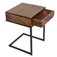 thumbnail image 2 of Mango Wood Side Table with Drawer and Cantilever Iron Base Brown and Black - Saltoro Sherpi, 2 of 7