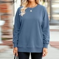 thumbnail image 5 of Women’s Long Sleeve Loose Crewneck Pullover Sweatshirt With Pockets, Soft Lightweight Casual Top for Autumn Winter Everyday Wear Blue, 5 of 5