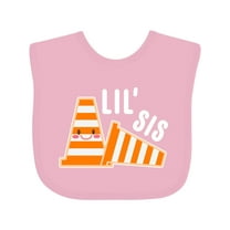 Inktastic Lil Sis with Construction Cones Girls Baby Bib