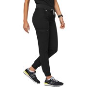FIGS Zamora Jogger Style Scrub Pants for Women - Black, Large-Petite