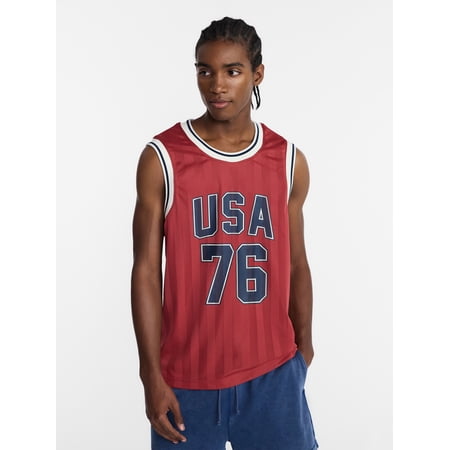 No Boundaries USA Vertical Stripe Mesh Tank Top, Men's XS-4XLT