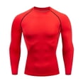 thumbnail image 3 of Men's Ice Silk Long Sleeve Compression Shirt High Stretch Quick Dry Athletic Baselayer Breathable Running Basketball Workout Undershirt ,3XL,Red, 3 of 3
