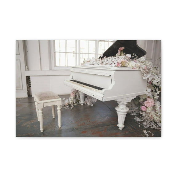 Piano with Flowers Music Lover's Delight Piano Keyboard Canvas Wall Art for Home Decor Ready-to-Hang