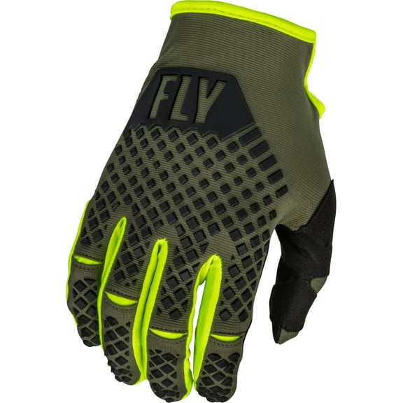 Fly Racing Kinetic Youth Gloves (Small, Olive Green/Hi-Vis)