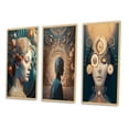 thumbnail image 3 of Designart "Futuristic Sci-Fi Beauty Portrait" Fashion Woman Framed Wall Art Set Of 3 - Gold Glam Frame Canvas Set For Living Room Decor, 3 of 6