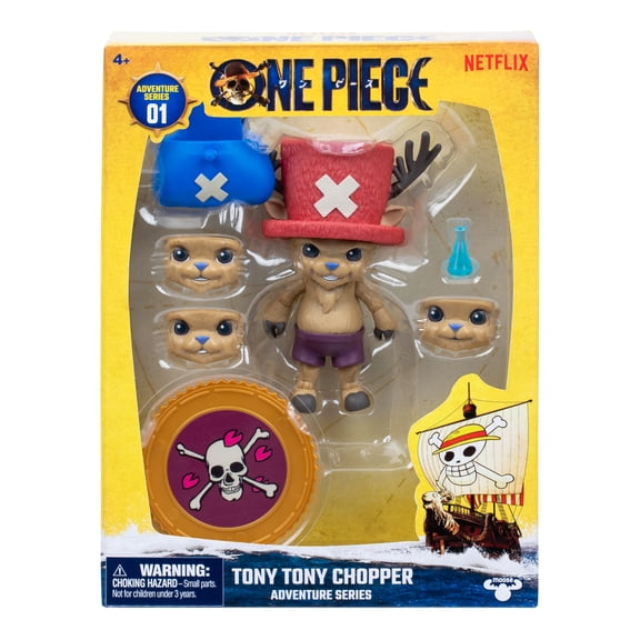 One Piece Action Figure Chopper, 4" Action Figure, Includes Swappable Facial Expressions, Medical Bag, Medical Vial, and Berry Coin Display Base, Ages 4