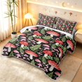 thumbnail image 3 of Homewish Kawaii Watercolor Mushrooms Twin Quilt Set,Dreamy Flowers Twin Coverlet Set,Red Green,Black Reversible,2-Piece, 3 of 7