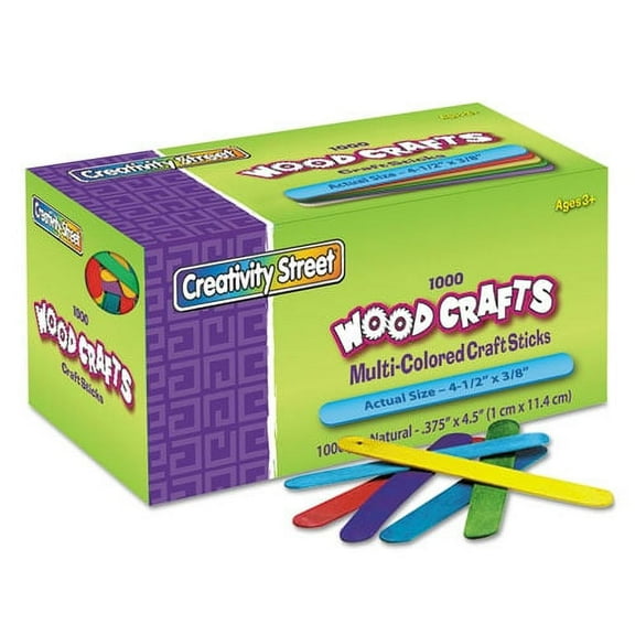 Colored Wood Craft Sticks, 4.5" X 0.38", Assorted, 1,000/box | Bundle of 2 Boxes