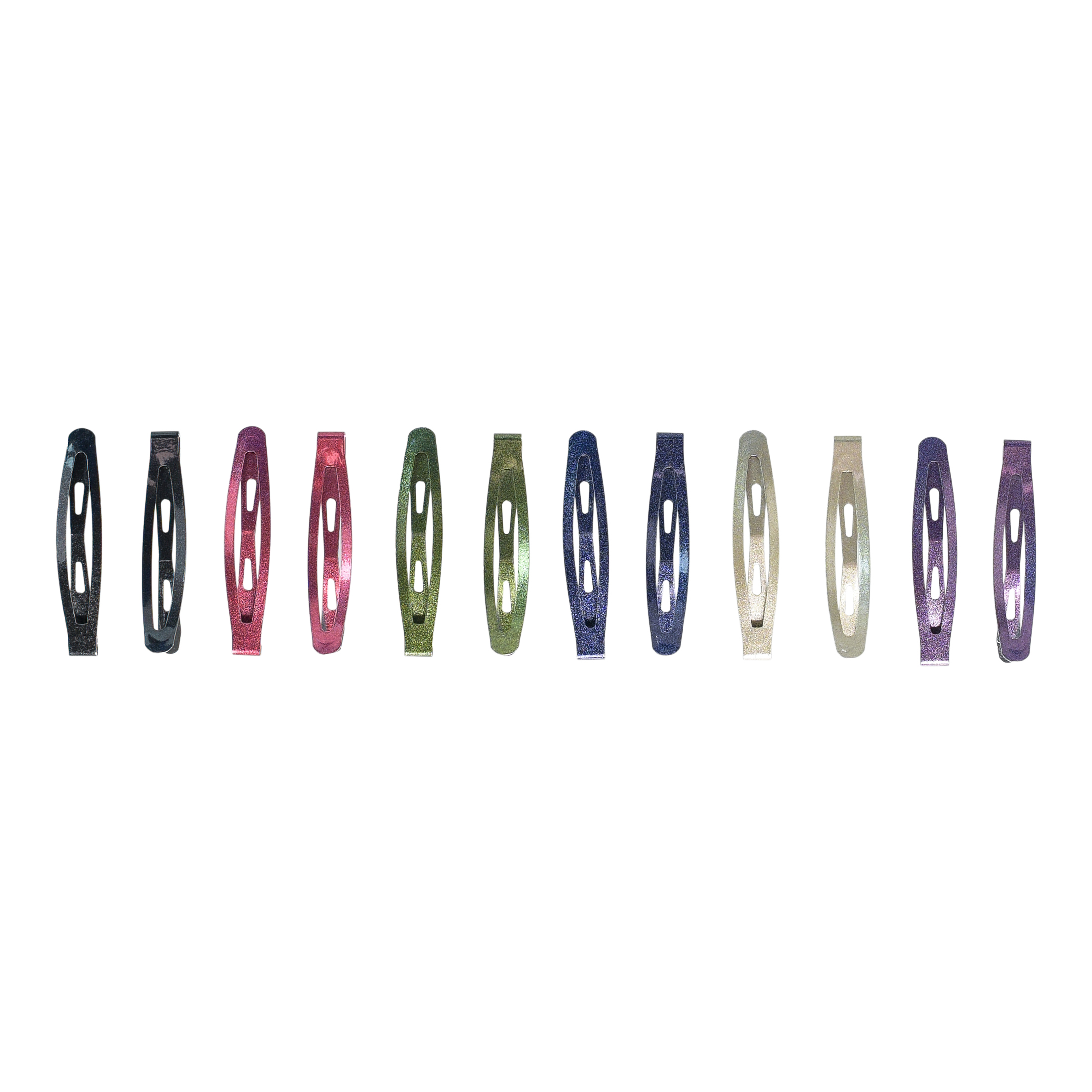 Scunci Metal Open-Center Snap Clip Barrettes, All Day Hold, in Multi-Color Jewel Tones, 12ct - image 5 of 8