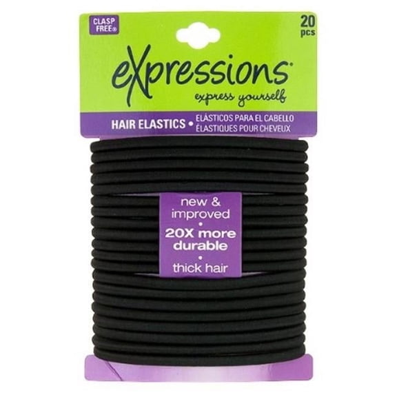 DDI 2364732 Elastic Hair Bands, Black - 20 per Pack - Pack of 48