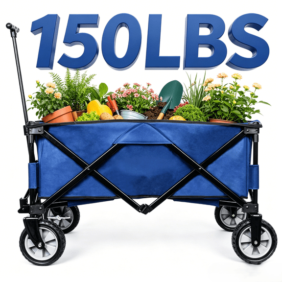 Ktaxon Collapsible Outdoor Wagon Camping Shopping Sports Portable Wagon Blue