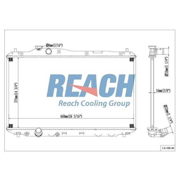 REACH 41-13221 Radiator for 15-13 Acura ILX; 15-12 Honda Civic, Automotive Radiator Replacement Part