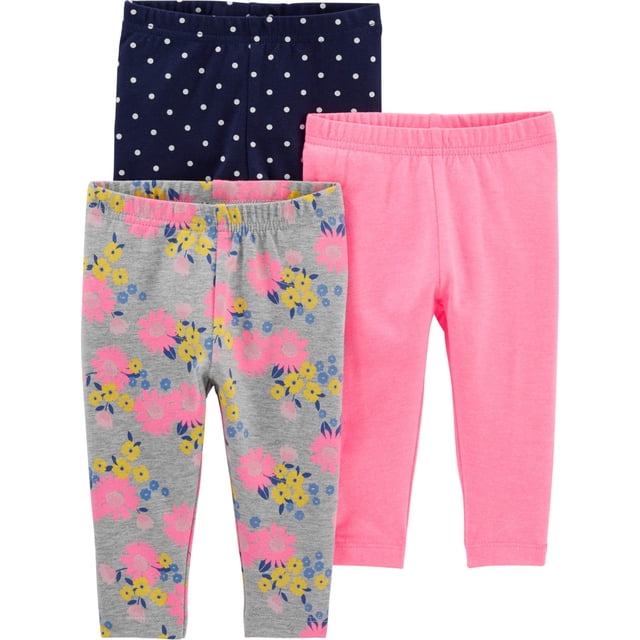 Leggins Simple Joys de Carter's Girls, paquete de 3, 6 a 9 meses