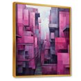 thumbnail image 2 of Designart "Magenta Horizon Cityscape I" Skyscrapers Floater Framed Wall Decor, 2 of 5