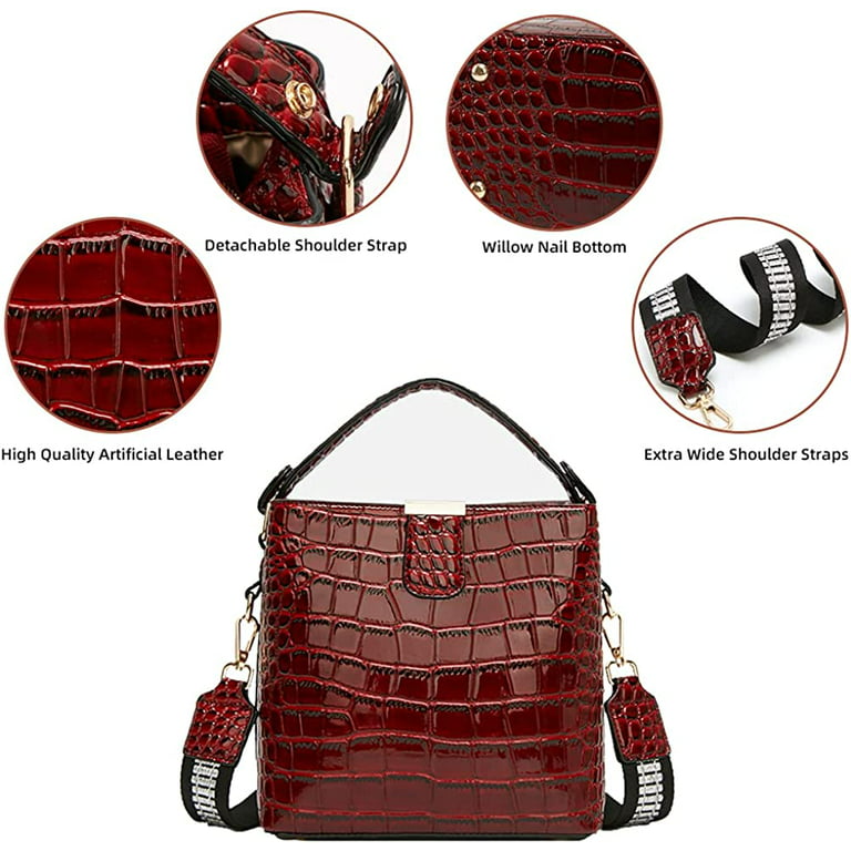 Retro Crocodile Printed Leather Handbags