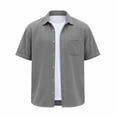 thumbnail image 4 of Yertdoel Men's Button Down Shirts Solid Color Short Sleeve Lapel Neck Shirt Soft Comfortable Breathable Outdoor Cycling Hiking Summer Casual Tops, 4 of 6