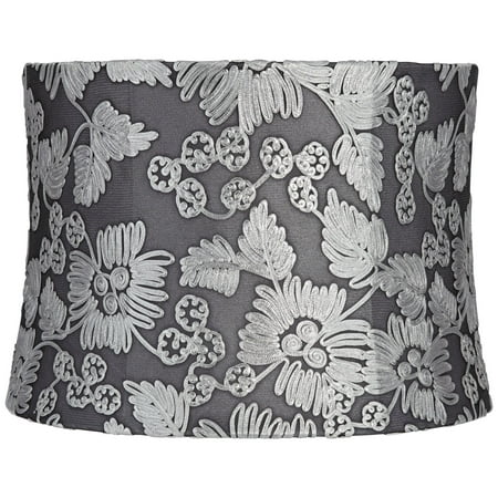 Springcrest Natalie Silver Flowers Gray Drum Shade 13x14x10 (Best Hanging Flowers For Shade)