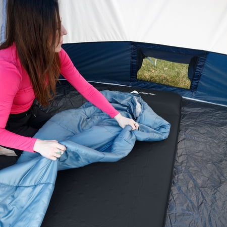 OZARK TRAIL SELF-INFLATING CAMP PAD WITH PILLOW – GREY, ADULT, 78″ L X 25″ W X 2″ H