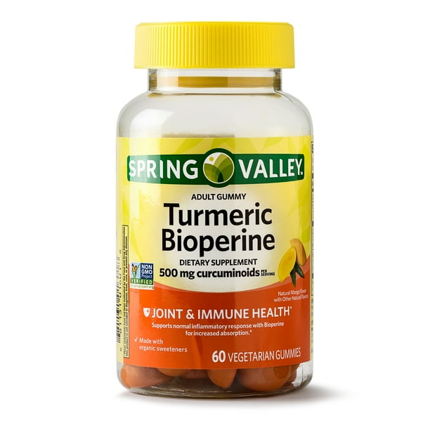 Spring Valley Turmeric Bioperine Gummy, 500 mg, 60 Ct