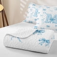 thumbnail image 4 of meiyoeat Cute Bow Letter M Quilt Full for Girls, Watercolor Ribbon Full Bedspread Sets, Blue, 3pcs, 4 of 7