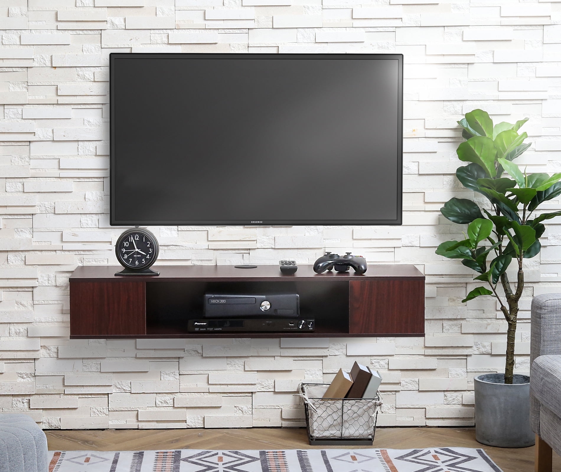 Wall Mounted Media Console Floating Tv Stand Component Shelf For Sale ...
