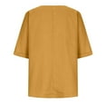 thumbnail image 2 of Women's And Linen T Shirt Button V Neck Cover Loose Casual Top Long Women T Shirt Shirt Pack for Women Workout Clothes Long Sleeves Shirt Long Sleeves Solid Color Tops Women Women Top New Womens Tee, 2 of 6