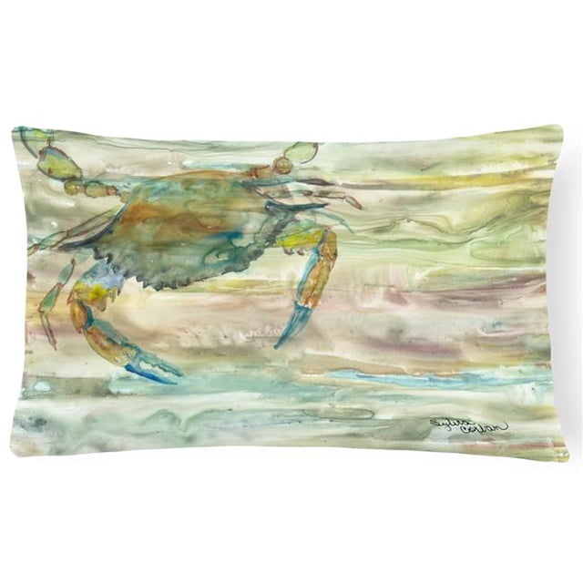Crabe Bleu Coucher de Soleil Toile Tissu Coussin Décoratif