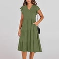 thumbnail image 2 of SEMPAI Up to 60% Off Summer Dresses Summer Dresses Sleeveless V-Neck Solid Mid-Length Summerdresses Trendy for Graduation Women Dresses Up to 60% Off, 2 of 7