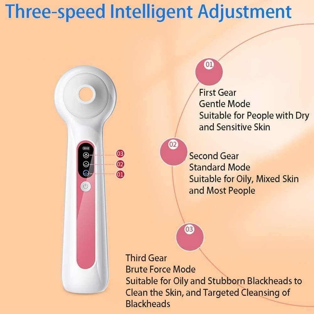 RKXQT Blackhead Remover Pore Vacuum, Electric Facial Pore Cleaner Acne Comedone Removal USB Rechargeable Blackhead Extractor Tool with 3 Heads and Blackhead Remover Kit Suction